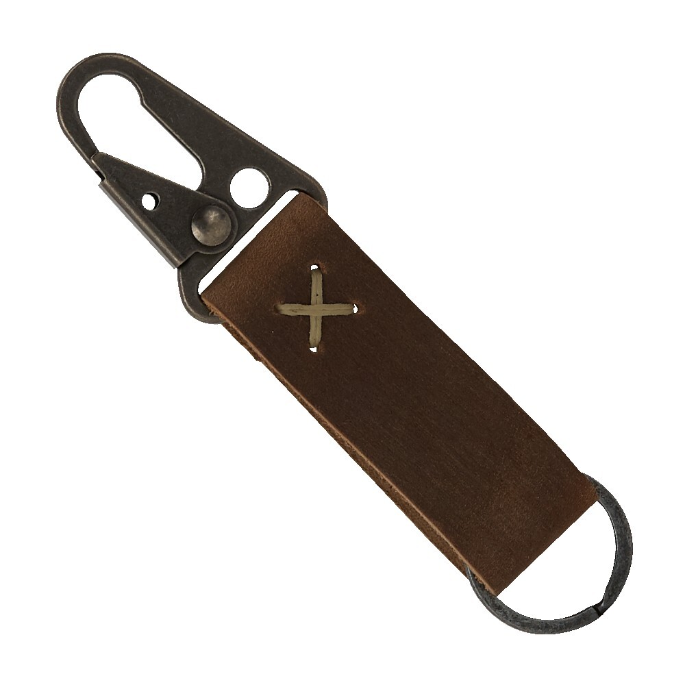 Busker Leather Keychain with Antique Nickel Carabiner 1