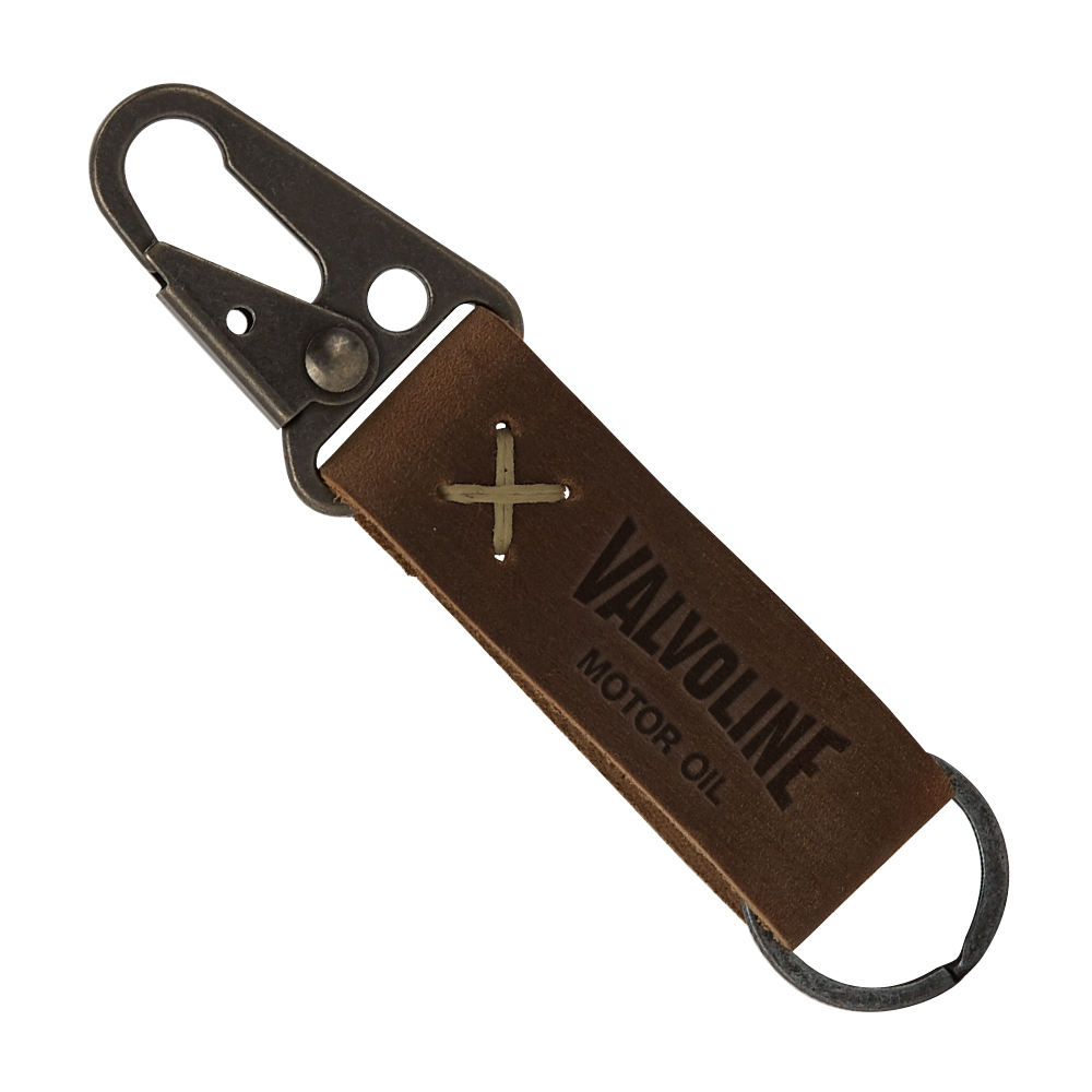 Busker Leather Keychain with Antique Nickel Carabiner 1
