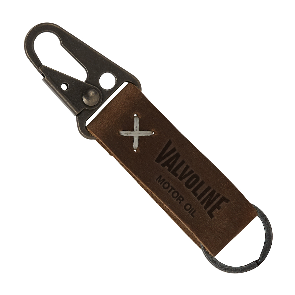 Busker Leather Keychain with Antique Nickel Carabiner 1