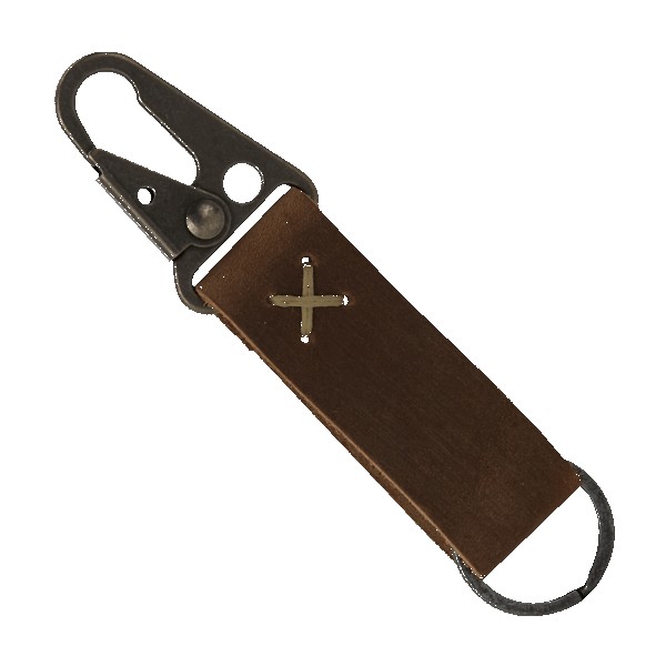 Busker Leather Keychain with Antique Nickel Carabiner 1