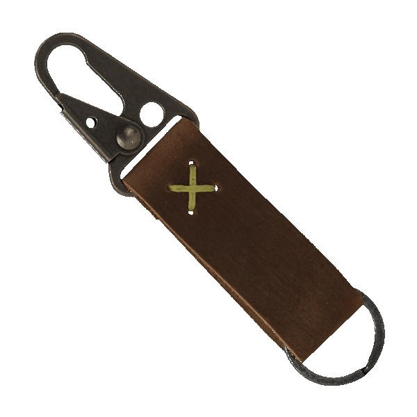 Busker Leather Keychain with Antique Nickel Carabiner 1