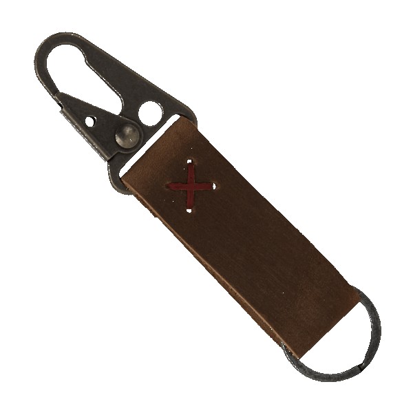 Busker Leather Keychain with Antique Nickel Carabiner 1