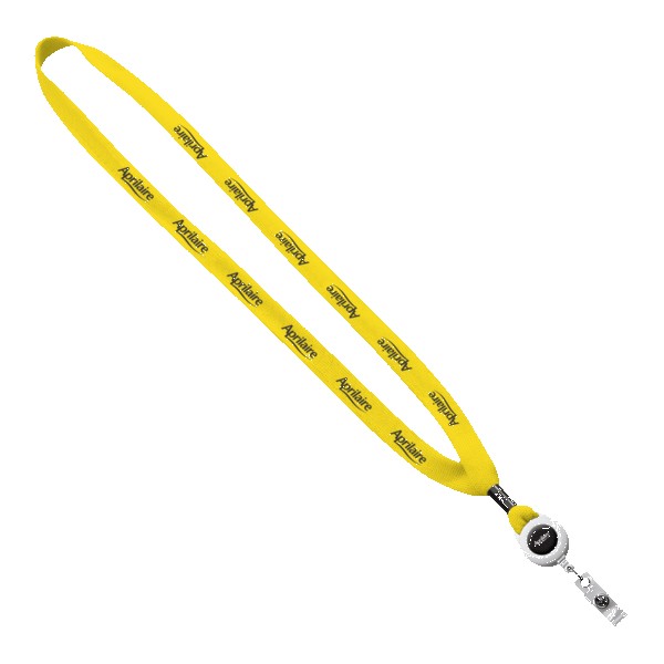 5/8" New Polyester "Shoelace" Lanyard with Retractable Badge Reel 1