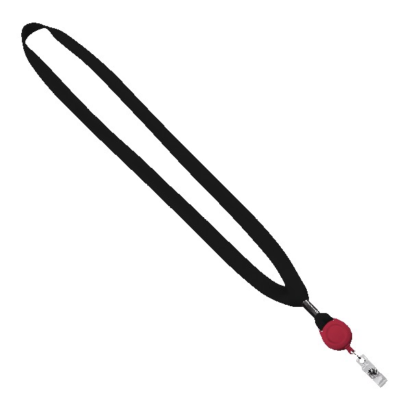 5/8" New Polyester "Shoelace" Lanyard with Retractable Badge Reel 1