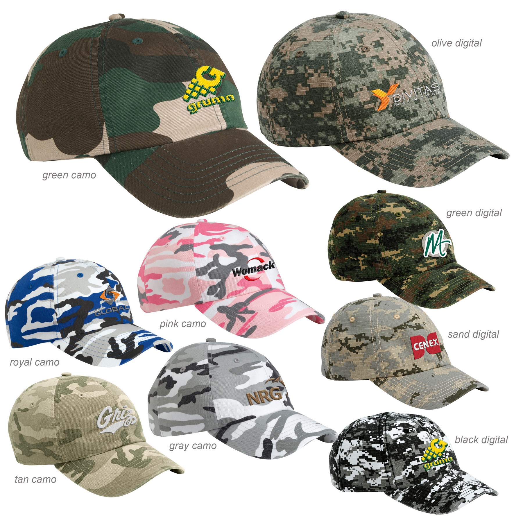 Valucap VC300A Camo Bio-Washed Unstructured Cap 1