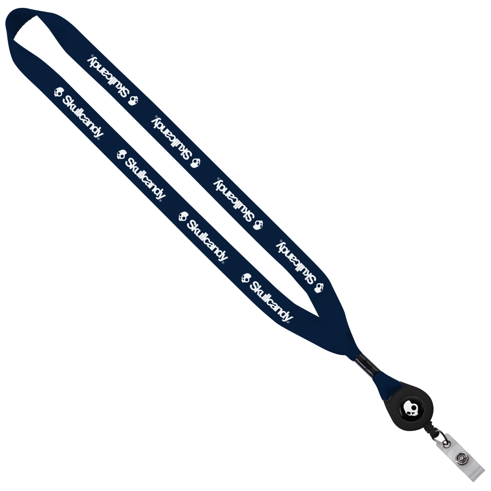 3/4" Polyester Lanyard with Metal Crimp & Retractable Badge Reel 1