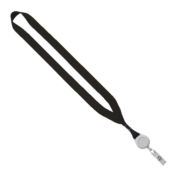 3/4" Polyester Lanyard with Metal Crimp & Retractable Badge Reel 1