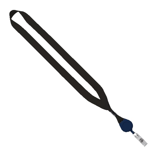 3/4" Polyester Lanyard with Metal Crimp & Retractable Badge Reel 1