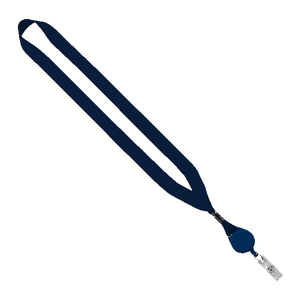 3/4" Polyester Lanyard with Metal Crimp & Retractable Badge Reel 1