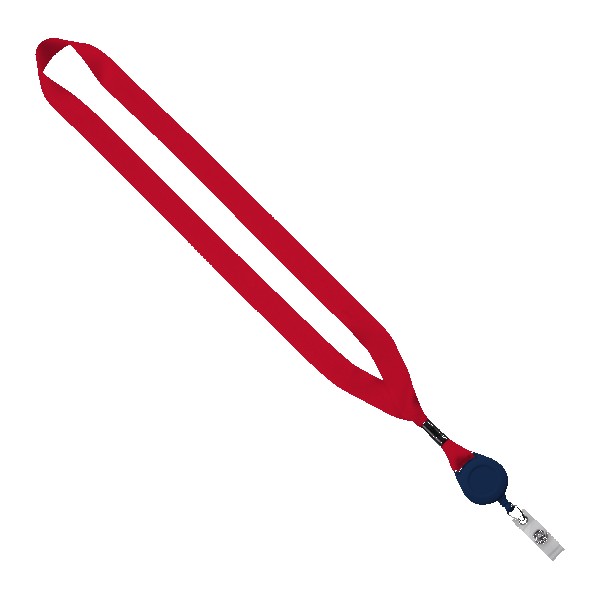3/4" Polyester Lanyard with Metal Crimp & Retractable Badge Reel 1