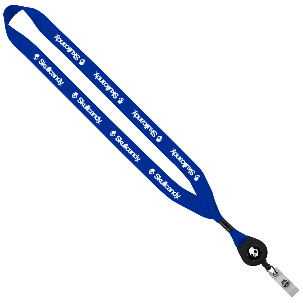3/4" Polyester Lanyard with Metal Crimp & Retractable Badge Reel 1