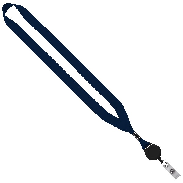 3/4" Polyester Lanyard with Metal Crimp & Retractable Badge Reel 1