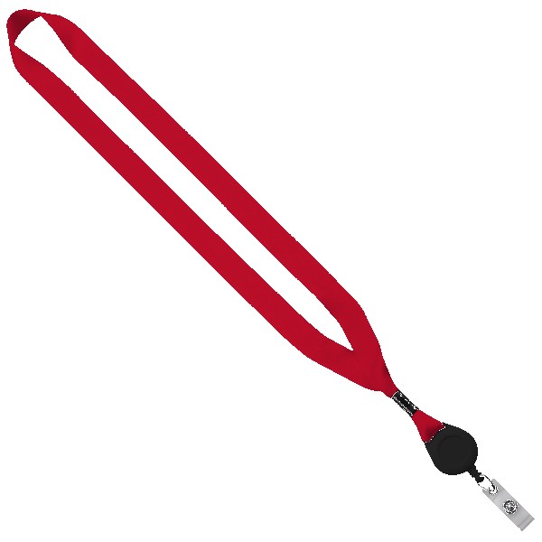 3/4" Polyester Lanyard with Metal Crimp & Retractable Badge Reel 1