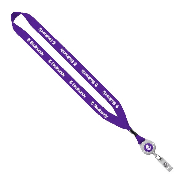 3/4" Polyester Lanyard with Metal Crimp & Retractable Badge Reel 1