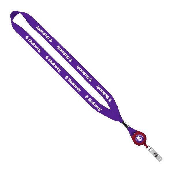 3/4" Polyester Lanyard with Metal Crimp & Retractable Badge Reel 1