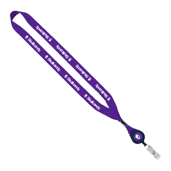 3/4" Polyester Lanyard with Metal Crimp & Retractable Badge Reel 1