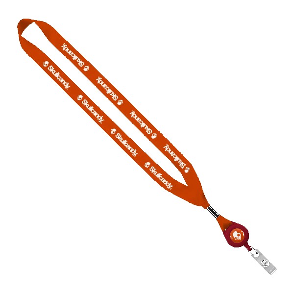 3/4" Polyester Lanyard with Metal Crimp & Retractable Badge Reel 1