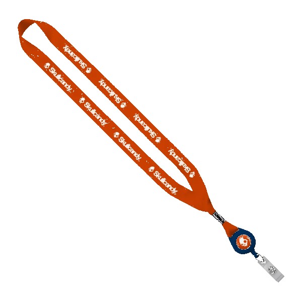 3/4" Polyester Lanyard with Metal Crimp & Retractable Badge Reel 1