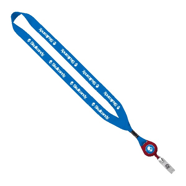 3/4" Polyester Lanyard with Metal Crimp & Retractable Badge Reel 1