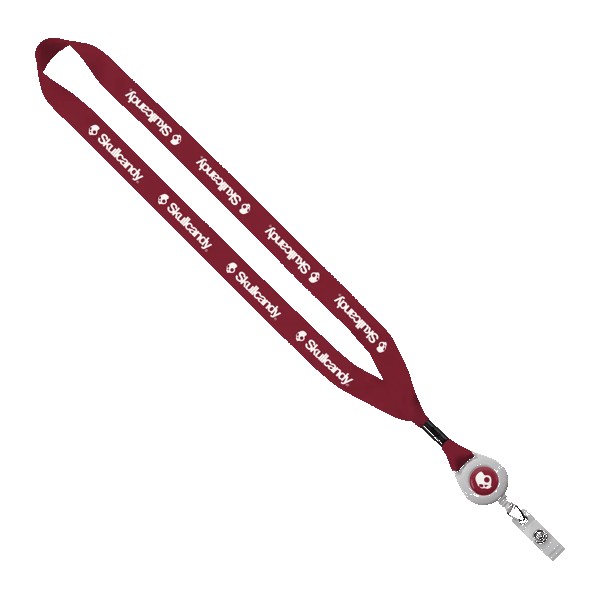 3/4" Polyester Lanyard with Metal Crimp & Retractable Badge Reel 1