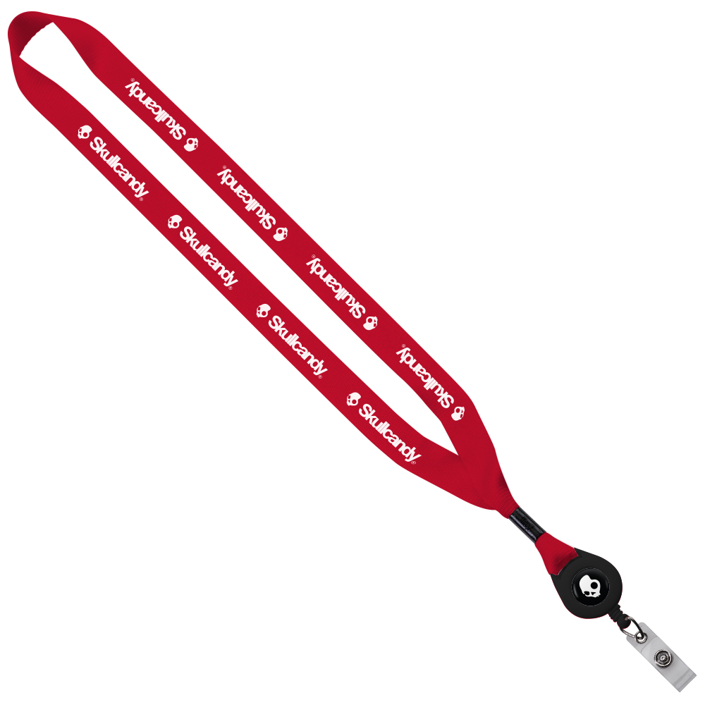 3/4" Polyester Lanyard with Metal Crimp & Retractable Badge Reel 1