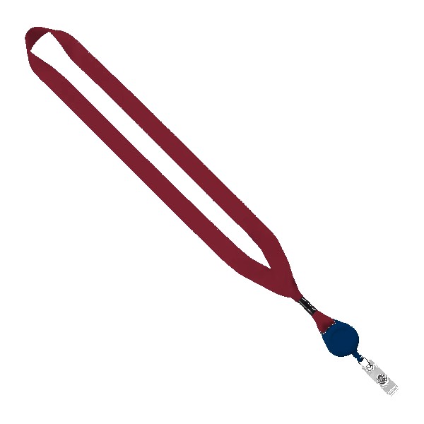 3/4" Polyester Lanyard with Metal Crimp & Retractable Badge Reel 1