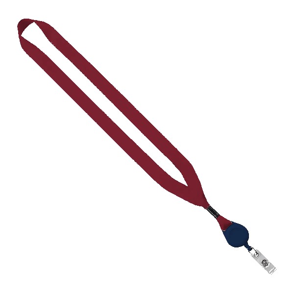 3/4" Polyester Lanyard with Metal Crimp & Retractable Badge Reel 1