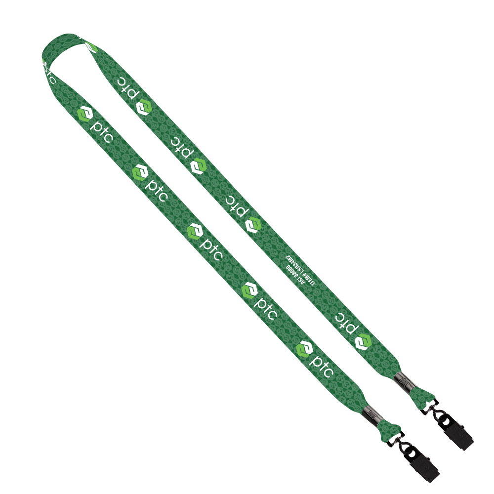 3/4" rPET Dye-Sublimated Double-Ended Lanyard with Metal Crimp and Bulldog Clip 1
