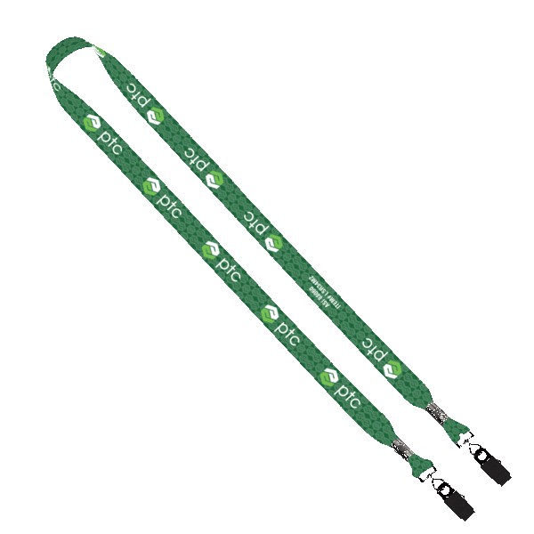 3/4" rPET Dye-Sublimated Double-Ended Lanyard with Metal Crimp and Bulldog Clip 1