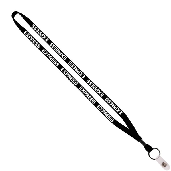 1/2" Cotton Lanyard with Metal Crimp & Split-Ring 1