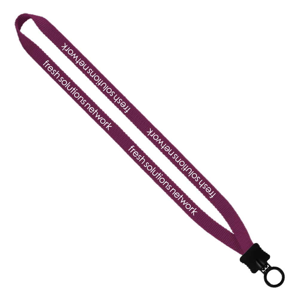 1/2" Smooth Nylon Lanyard with Plastic Clamshell & O-Ring 1