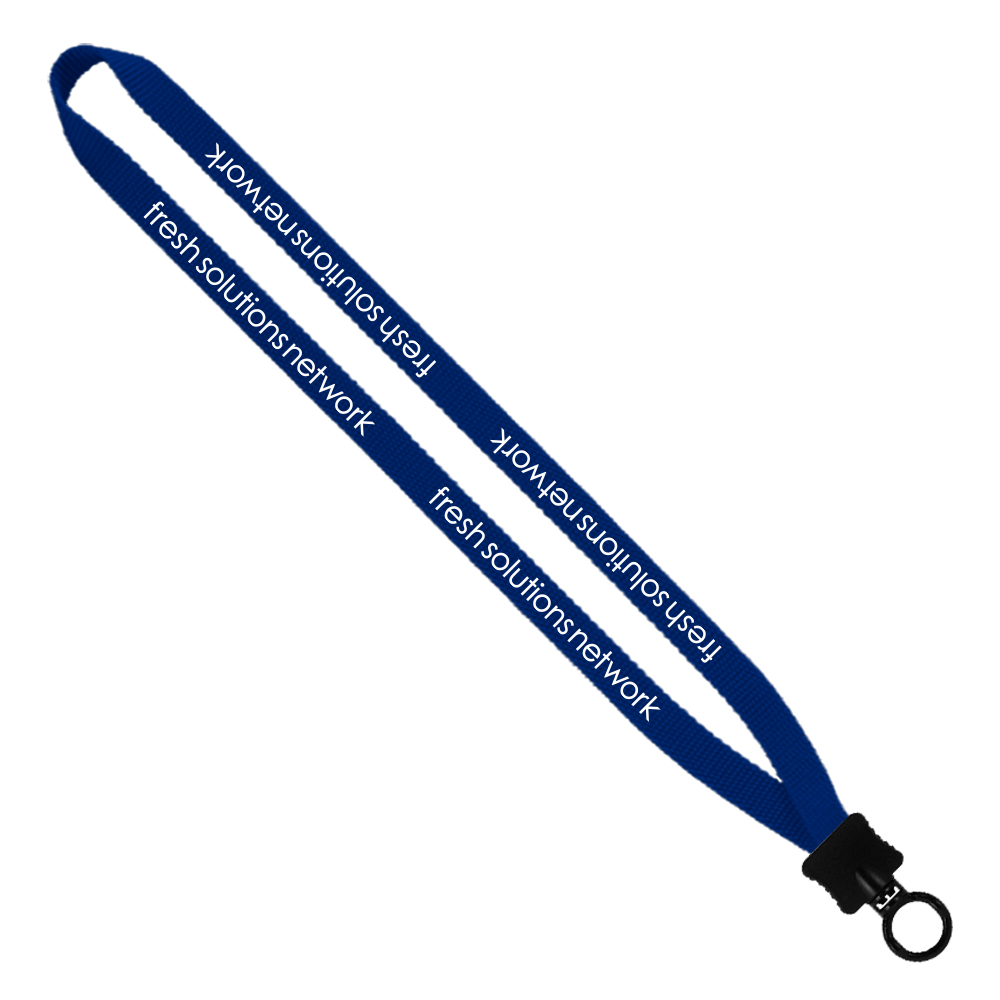 1/2" Smooth Nylon Lanyard with Plastic Clamshell & O-Ring 1