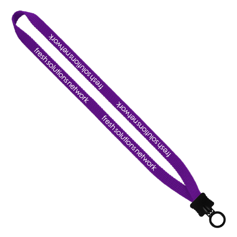 1/2" Smooth Nylon Lanyard with Plastic Clamshell & O-Ring 1