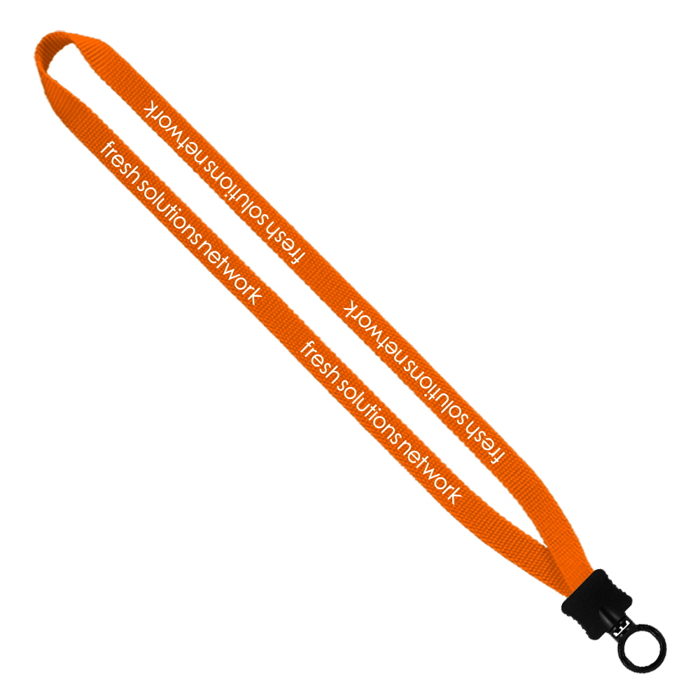 1/2" Smooth Nylon Lanyard with Plastic Clamshell & O-Ring 1
