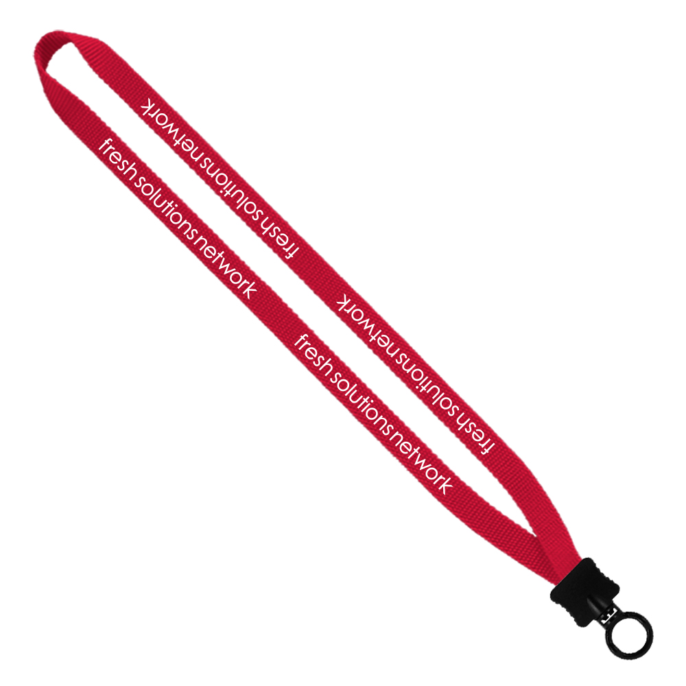 1/2" Smooth Nylon Lanyard with Plastic Clamshell & O-Ring 1