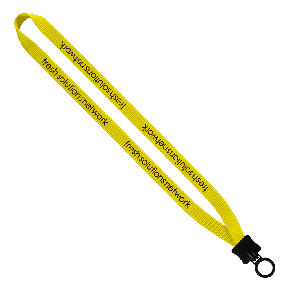 1/2" Smooth Nylon Lanyard with Plastic Clamshell & O-Ring 1