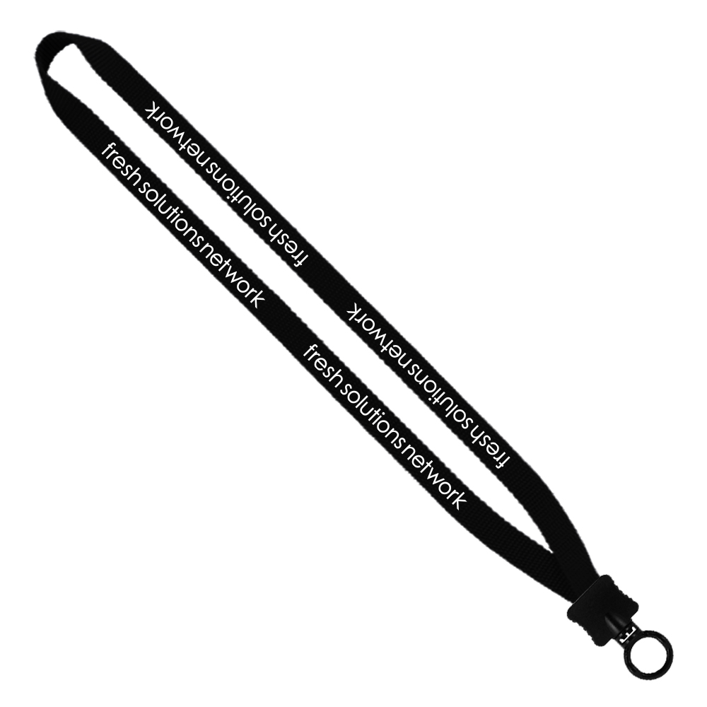 1/2" Smooth Nylon Lanyard with Plastic Clamshell & O-Ring 1