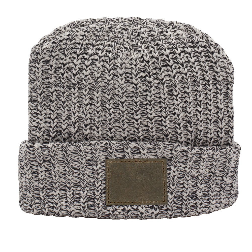 Milliner Cuffed Knit Beanie with Leather Patch 1