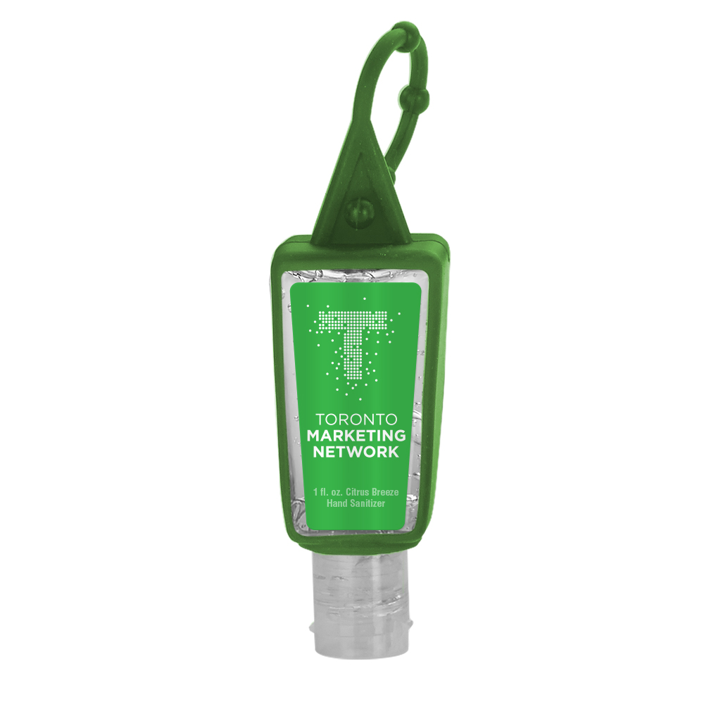1 oz. Clear Sanitizer in Trapezoid Bottle with Sleeve 1