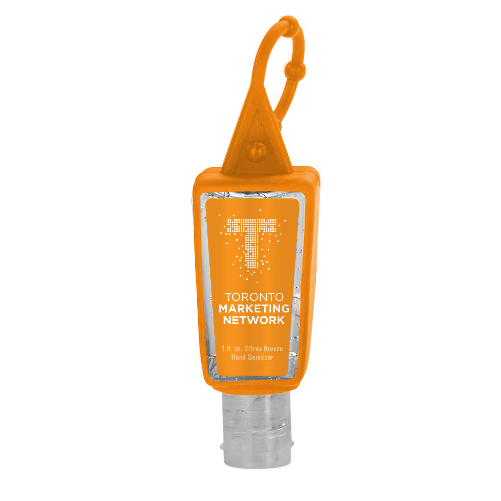 1 oz. Clear Sanitizer in Trapezoid Bottle with Sleeve 1