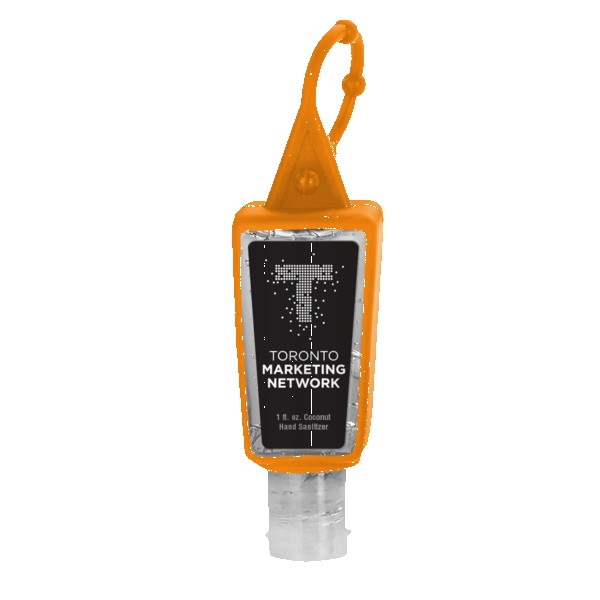 1 oz. Clear Sanitizer in Trapezoid Bottle with Sleeve 1