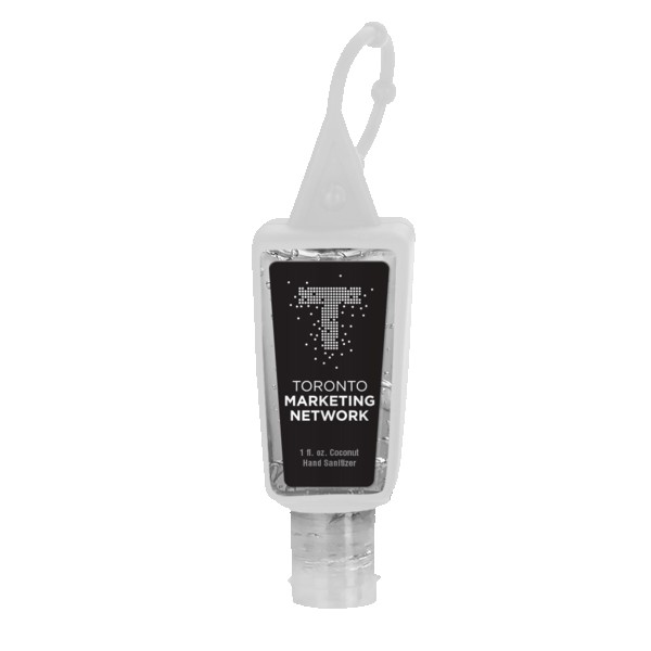 1 oz. Clear Sanitizer in Trapezoid Bottle with Sleeve 1