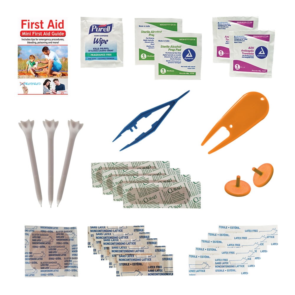 Golf Safety & First Aid Kit in a Zippered Clear Nylon Bag 1