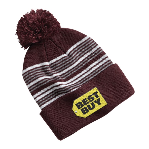 Sportsman SP60 12" Striped Pom-Pom Knit Cap 1