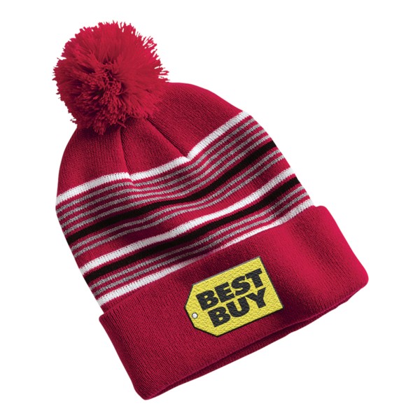 Sportsman SP60 12" Striped Pom-Pom Knit Cap 1