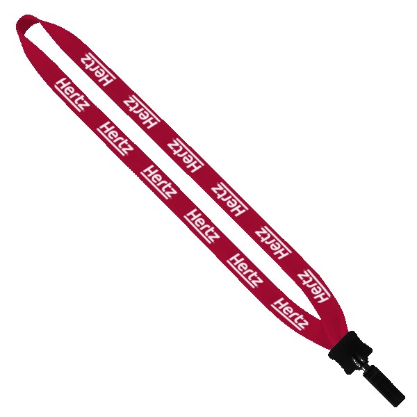 3/4" Cotton Lanyard with Plastic Clamshell & Bulldog Clip 1