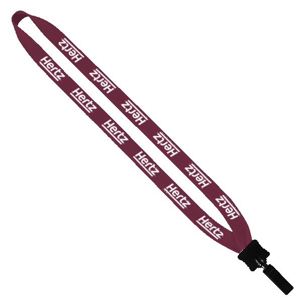 3/4" Cotton Lanyard with Plastic Clamshell & Bulldog Clip 1