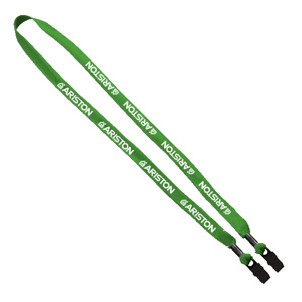 5/8" Double-Ended Polyester Shoelace Lanyard with Metal Crimp and Metal Bulldog Clip 1