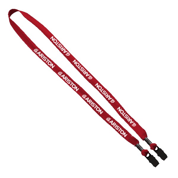 5/8" Double-Ended Polyester Shoelace Lanyard with Metal Crimp and Metal Bulldog Clip 1