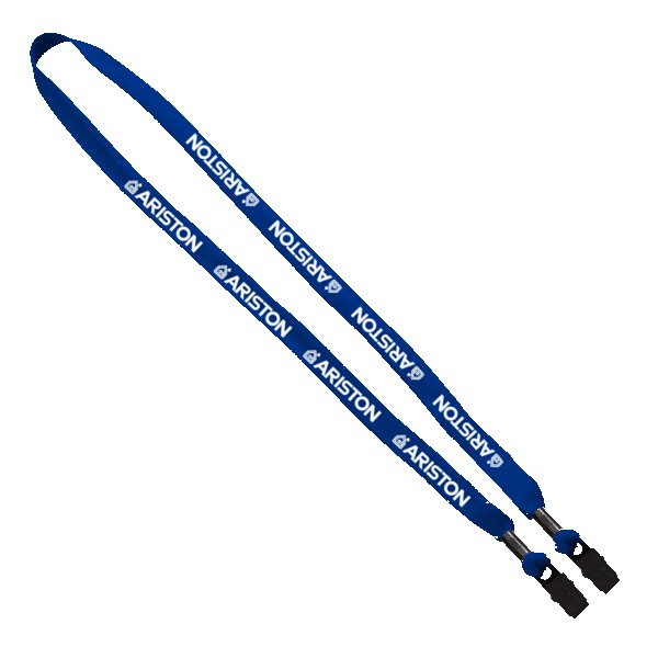 5/8" Double-Ended Polyester Shoelace Lanyard with Metal Crimp and Metal Bulldog Clip 1